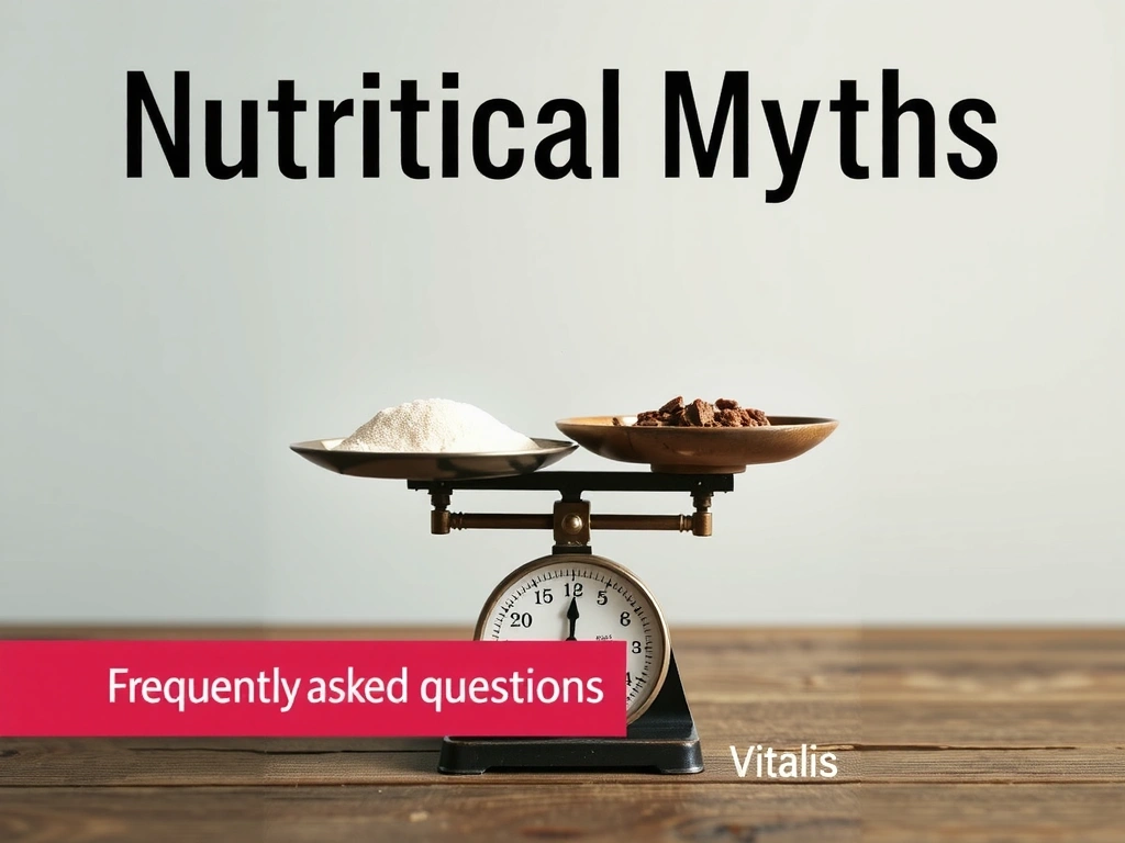 Eine Waage, die einen Mythos und eine Tatsache gegenüberstellt, symbolisch für die Entlarvung von Ernährungsmythen.